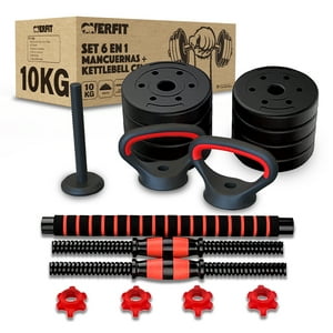 Set Mancuernas + Barra + Kettlebell Unibles Overfit 10Kg