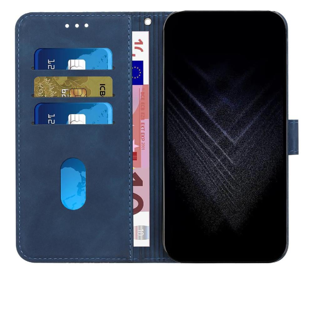 Foxdock - Funda Tipo Cartera Para Doogee Note 59 Con Tarjetero, Bolsillo Para Billetes, Soporte, Cierre Magnético Y Correa Para La Muñeca, Funda Tipo Folio Con Textura Geométrica Azul