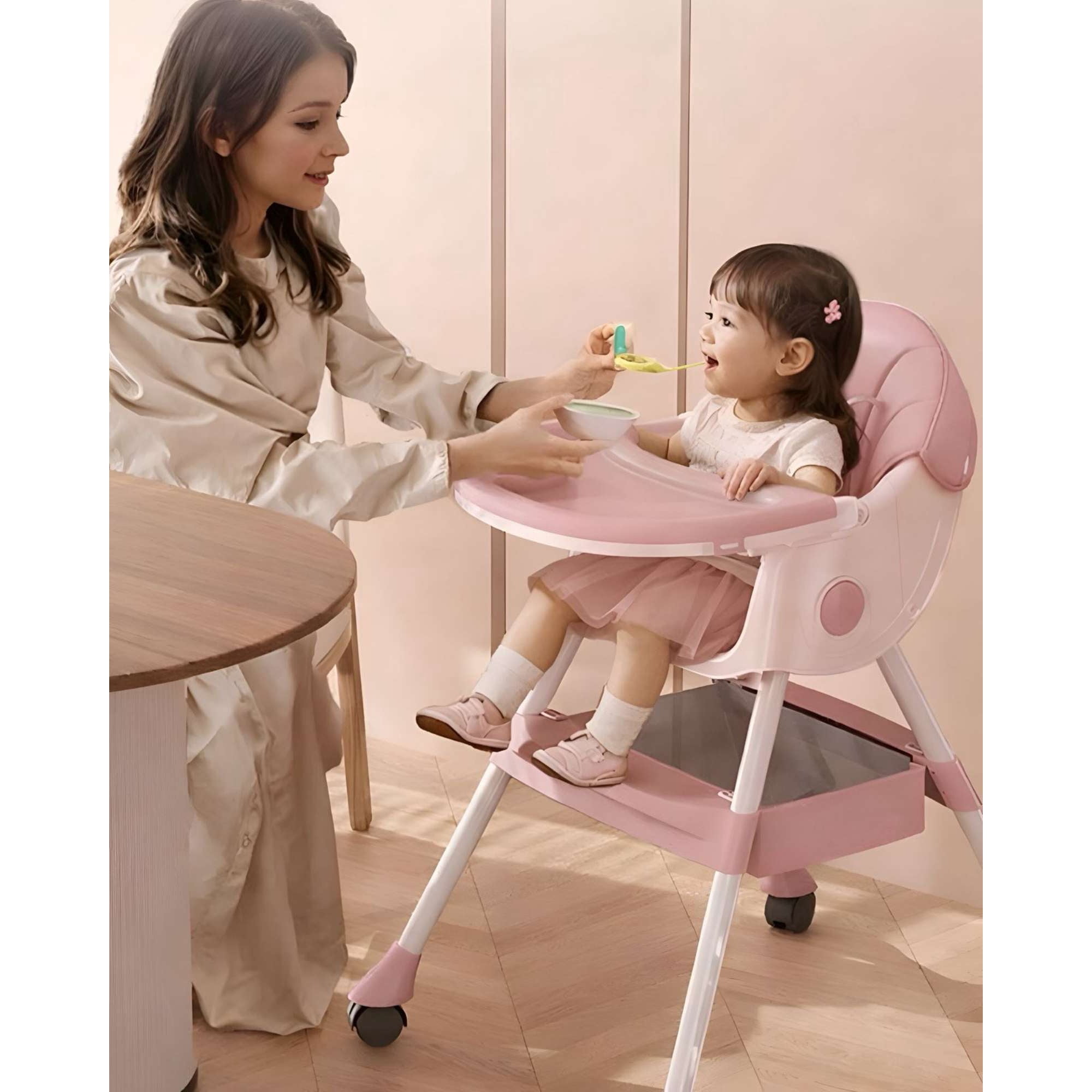 Imac Hogar - Silla De Comer Multifuncional Reclinable Para Bebé 3 En 1 Rosa