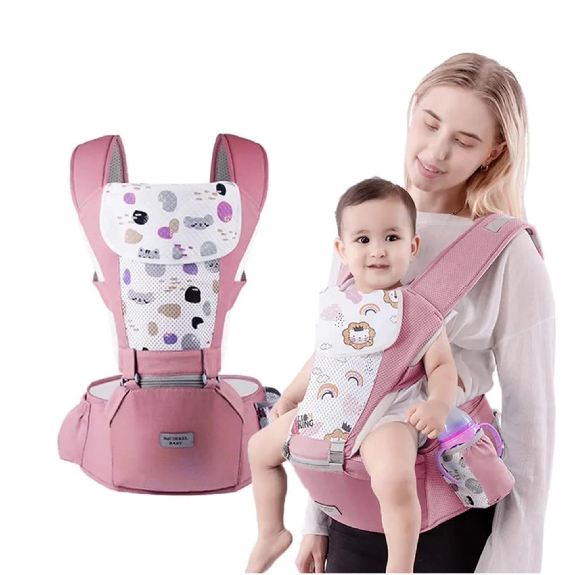 Riqui - Mochila Portabebés Ergonómica Rosa