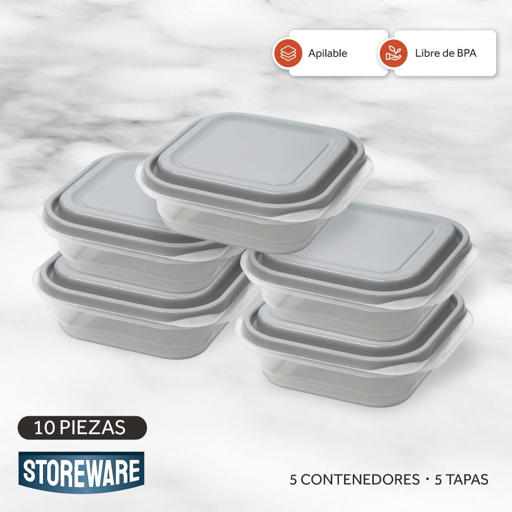 Contenedores 700ml Set 5 Tupper Herméticos Comida Storeware