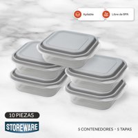 Contenedores 700Ml Set 5 Tupper Herméticos Comida Storeware