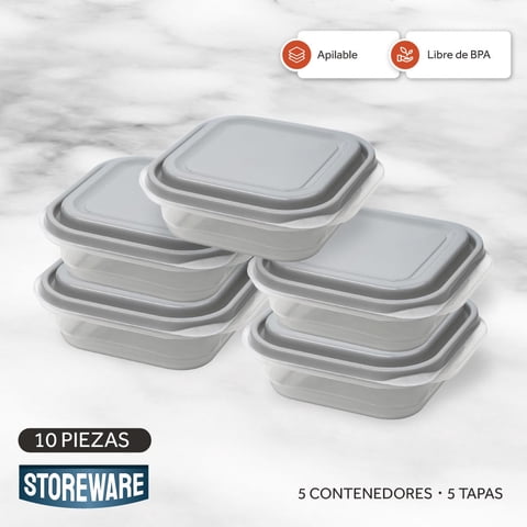 Contenedores 700Ml Set 5 Tupper Herméticos Comida Storeware