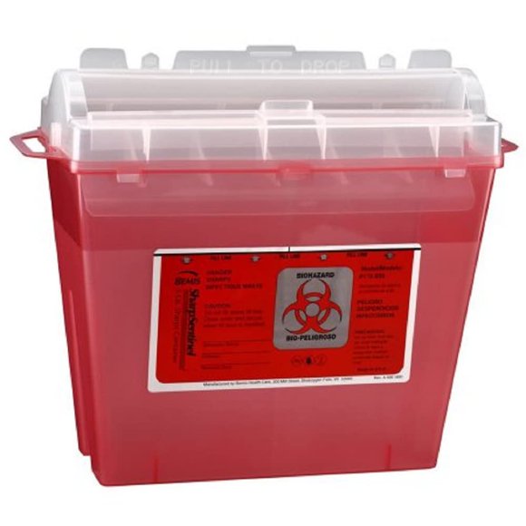 Contenedor para objetos punzantes Sharps Sentinel 175030, 5 L, color rojo