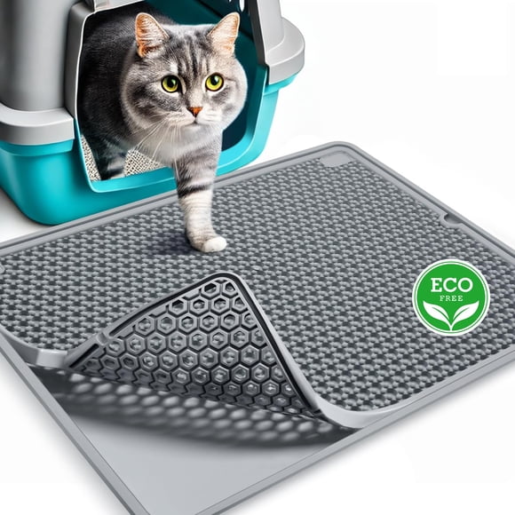 Alfombrilla para gatos PUPMATE, impermeable y antirrastreo, gris