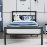 M&Ms - Metal Platform Bed Frame With Headboard, Sturdy Metal Frame, No Box Spring Needed(Twin)