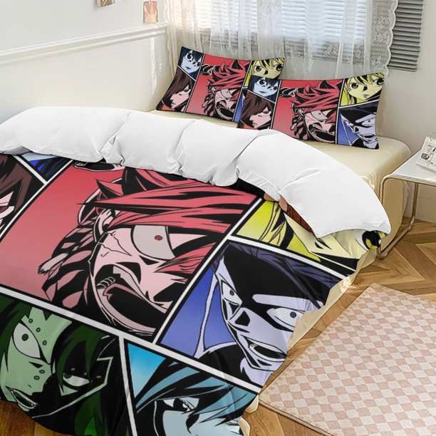 Fairy Tail Anime Home Bed 3-piece Set Classic Japanese Anime Polyester Wash Student Dormitory Set