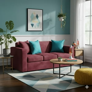 Deco Outlet - Sofá Turín 3C Felpa Burdeo