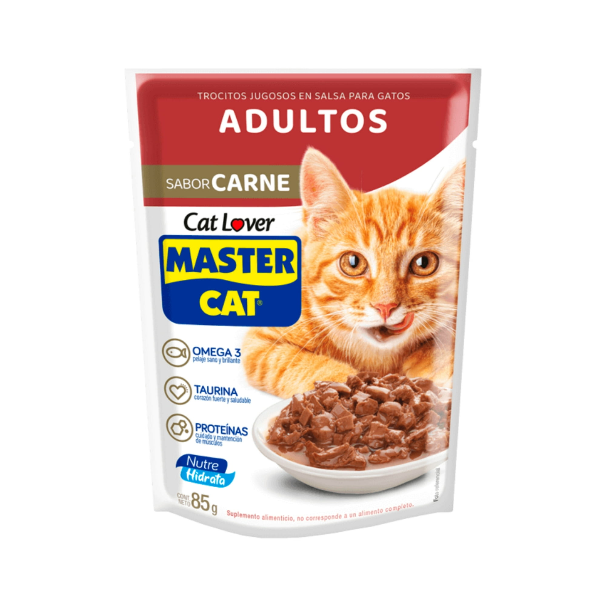 Sobres De Alimento Húmedo Master Cat Carne 20 Un.