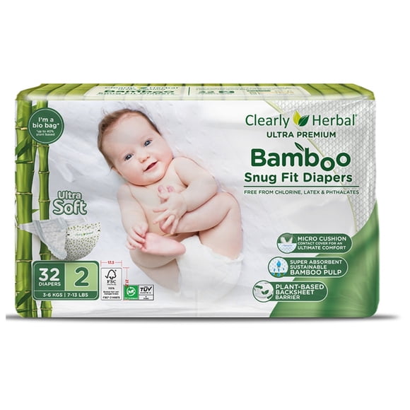 Pañales Bambú Premium 128 Unidades 3 a 6 Kg