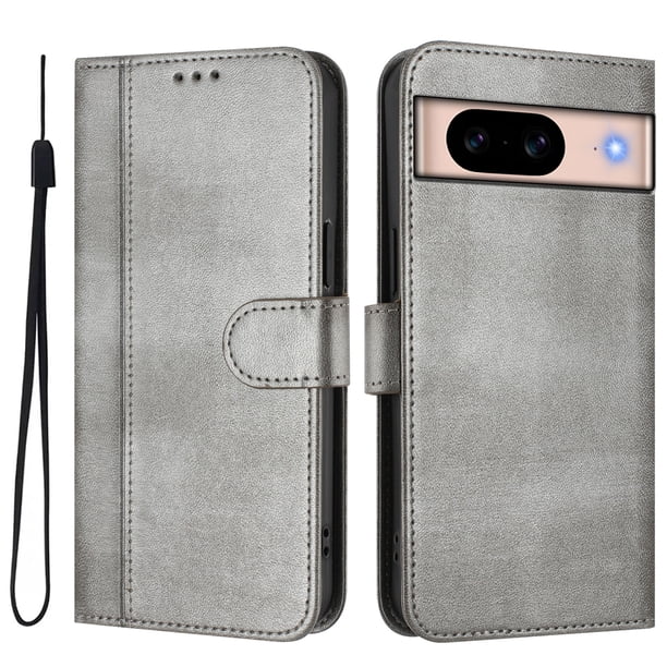 Funda Cartera para Google Pixel 8A Protección 360° con Ranuras para Tarjetas y Soporte Gris