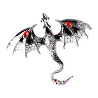 Magideal - Broche Para Hombre, Colgante, Dijes, Decoración Diaria, Regalo De Cumpleaños, Broche De Dragón De Aleación Con Diamantes De Imitación Y Esmalte, Joyer Negro
