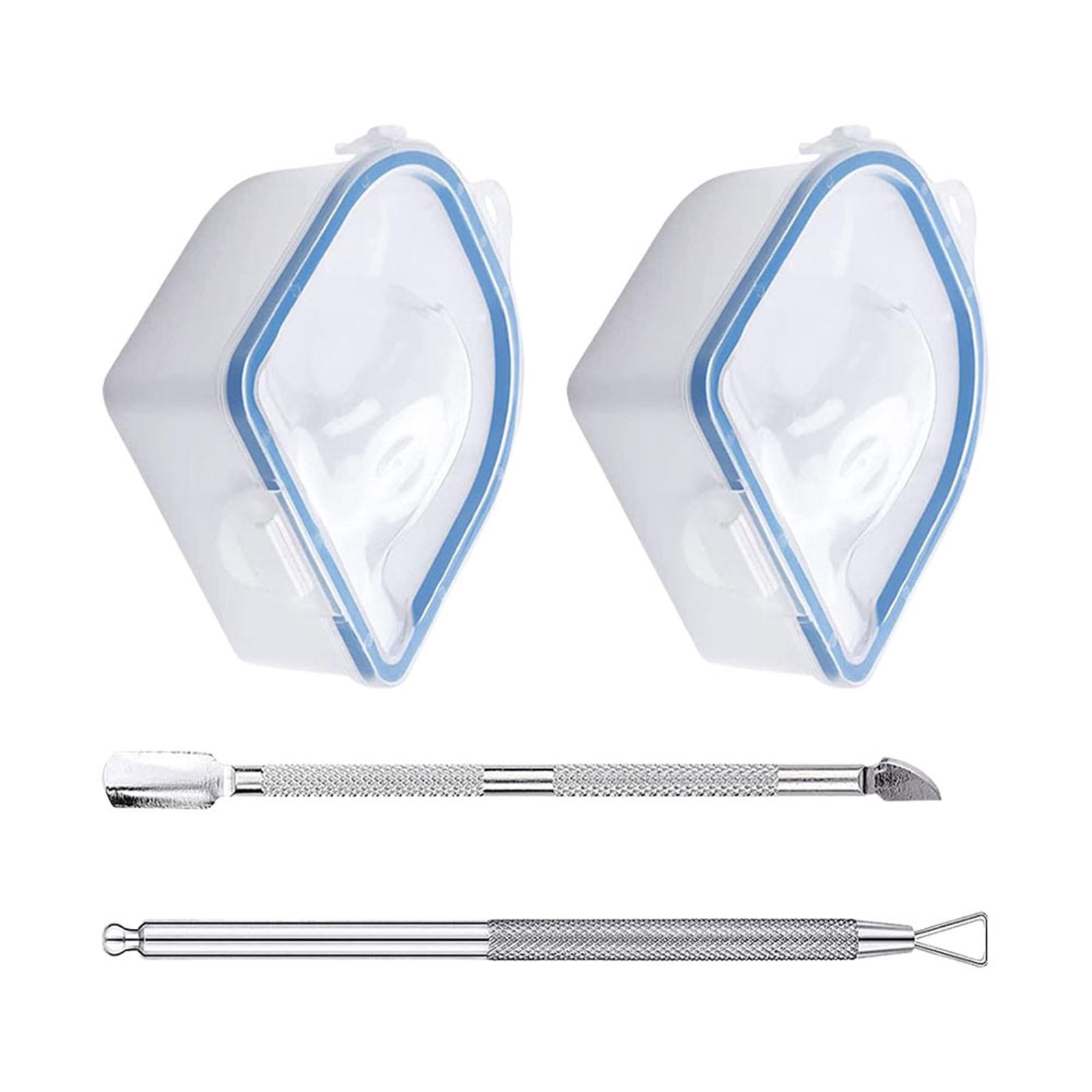 Ioensy - 2X Nail Soaking Bowls Dip Powder Remover Tools Para Uñas Acrílicas Hands Salon Blue