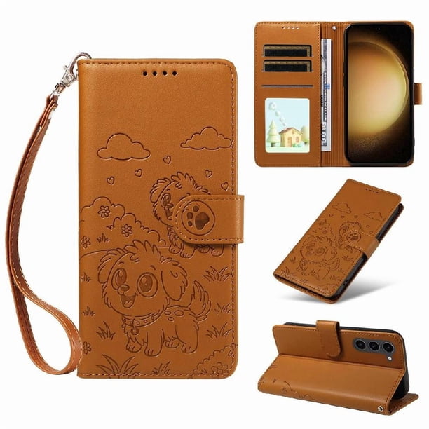 Funda Billetera FOXDOCK Compatible con Samsung Galaxy S23 Plus, Diseño Perrito Tierno, Ranuras para Tarjetas y Soporte Plegable