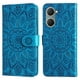 thumbnail image 1 of Funda tipo cartera FOXDOCK para Vivo Y03 4G , diseño girasol en relieve, cuero PU, cierre magnético, soporte y tarjetero, 1 of 5