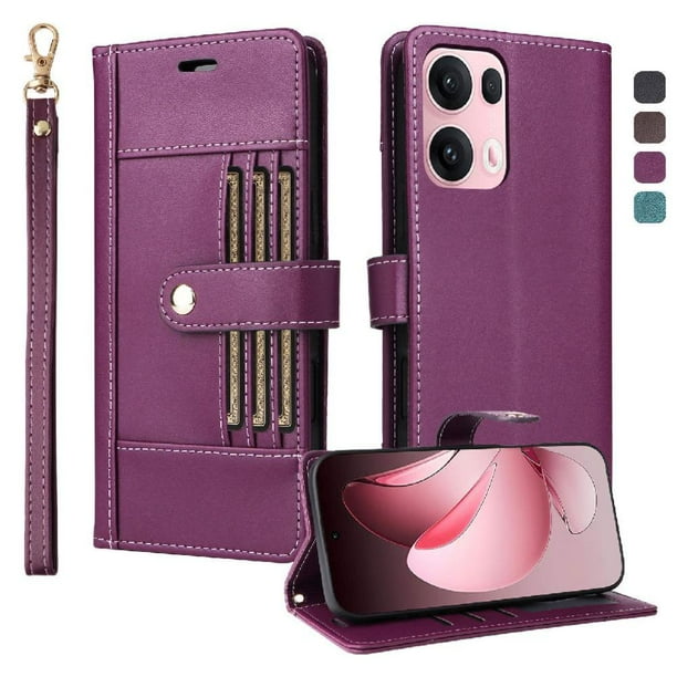 FOXDOCK Funda tipo Cartera para OPPO Reno 14 Pro 5G – Cubierta de Cuero PU con Múltiples Ranuras, Bolsillo para Efectivo y Correa de Muñeca
