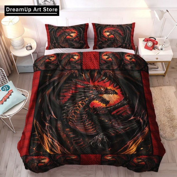 Dragon And Phoenix Duvet Cover Set Fantasy World Monster Gothic Bedding Set Bed Set Quilt Cover Pillowcase