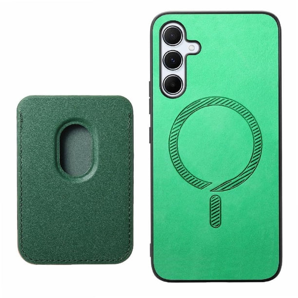 Funda de Cuero Magnética con Tarjetero para Samsung Galaxy A55 Cubierta Delgada Verde