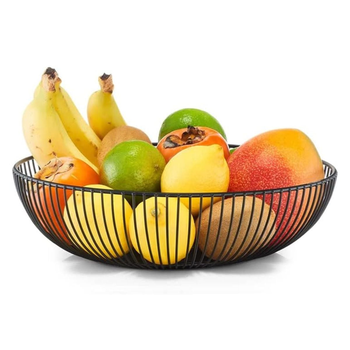 Chic Haus - Frutero Metálico De Mesa Nórdico Redondo Minimalista Negro 28 X 8 Cms