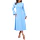thumbnail image 2 of INSPIRE CHIC Vestidos de Iglesia para Mujeres Formales con Mangas Acampanadas Cuello Redondo Largo a la Rodilla Vestido Línea A con Bolsillos M Azul Cielo, 2 of 6
