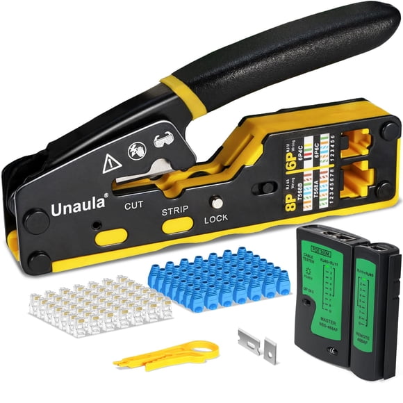 Kit de herramienta de crimpado Unaula RJ45 Ethernet Pass Through