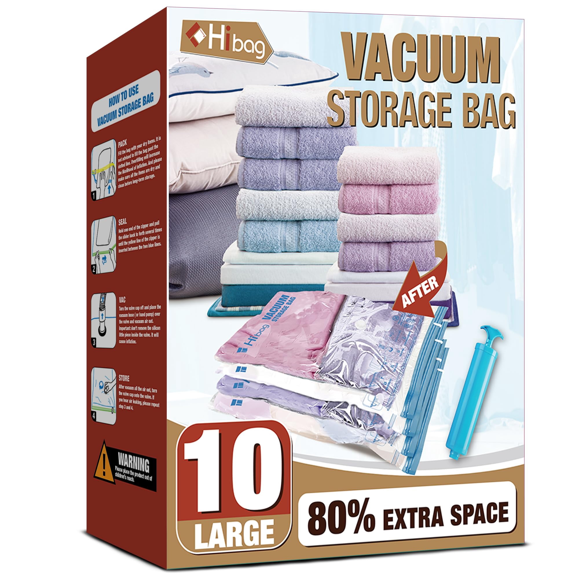 Bolsas De Almacenamiento Al Vacío Hibag 10, Grandes, De Nailon Y Polietileno, Que Ahorran Espacio