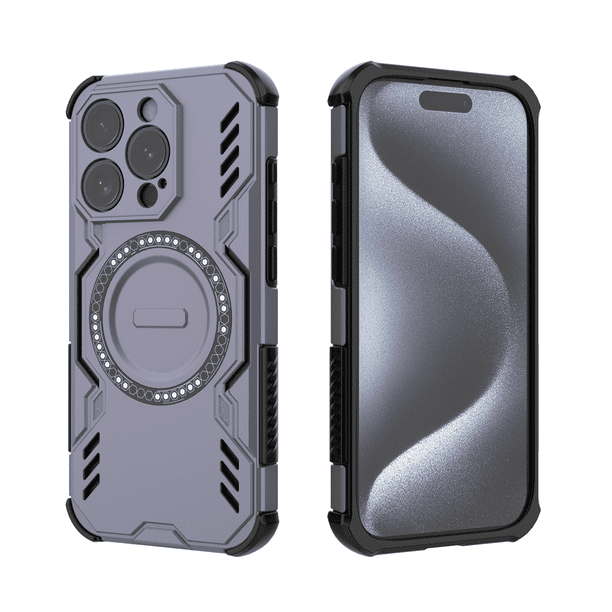 Funda FOXDOCK para iPhone 15 Pro , magnética, resistente a golpes, con soporte, unisex, carga inalámbrica