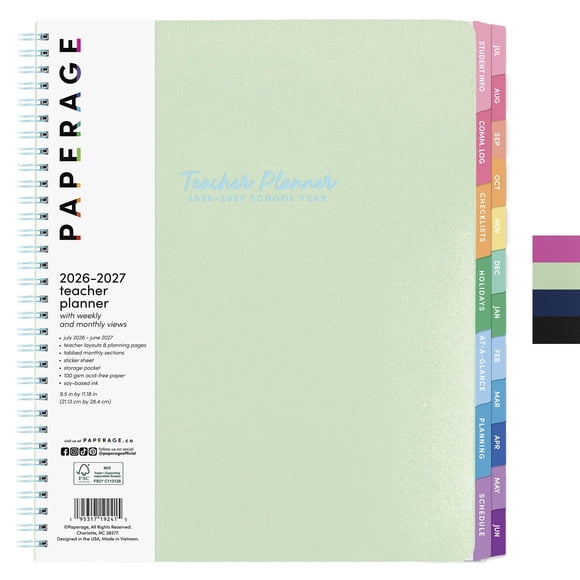 Agenda PAPERAGE 24 x 28 cm julio 2026‑junio 2027 Salvia