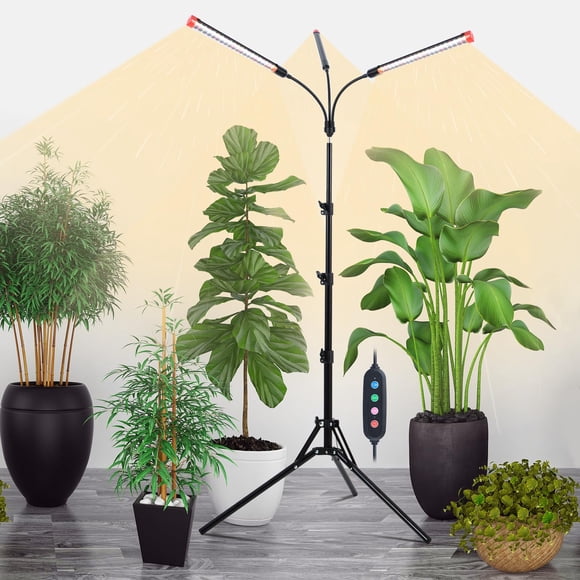 Grow Light Orchbloom de 3 cabezales con soporte, 27 W, temporizador de 5 modos, 24 a 64 cm