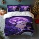 thumbnail image 1 of 3pcs Butterfly Purple Moon Night Theme Printed Bedding Set | Polyester Wrinkle-resistant, 1 of 1