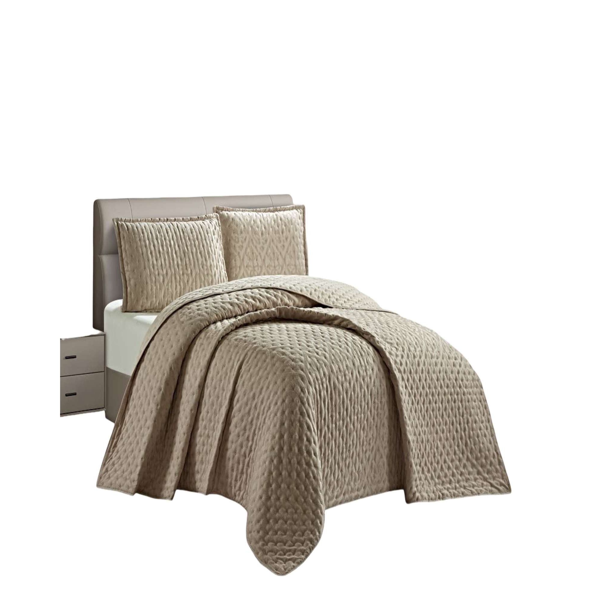 Genérico - Cubrecama Delgado Semi Acolchado 2 Plazas 230x250 Cm Café