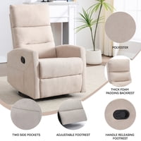 M&Ms - Manual Recliner Chair With Rocker And Swivel In Fabric For Living Room, Beige