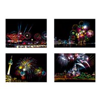 Magideal - 4 Piezas De Tarjetas De Papel Para Rascar, Pintar Y Rayar, Grabado, Hojas Negras Creativas Para Rascar, Graffiti Artístico Colorido, Suministros Estilo B