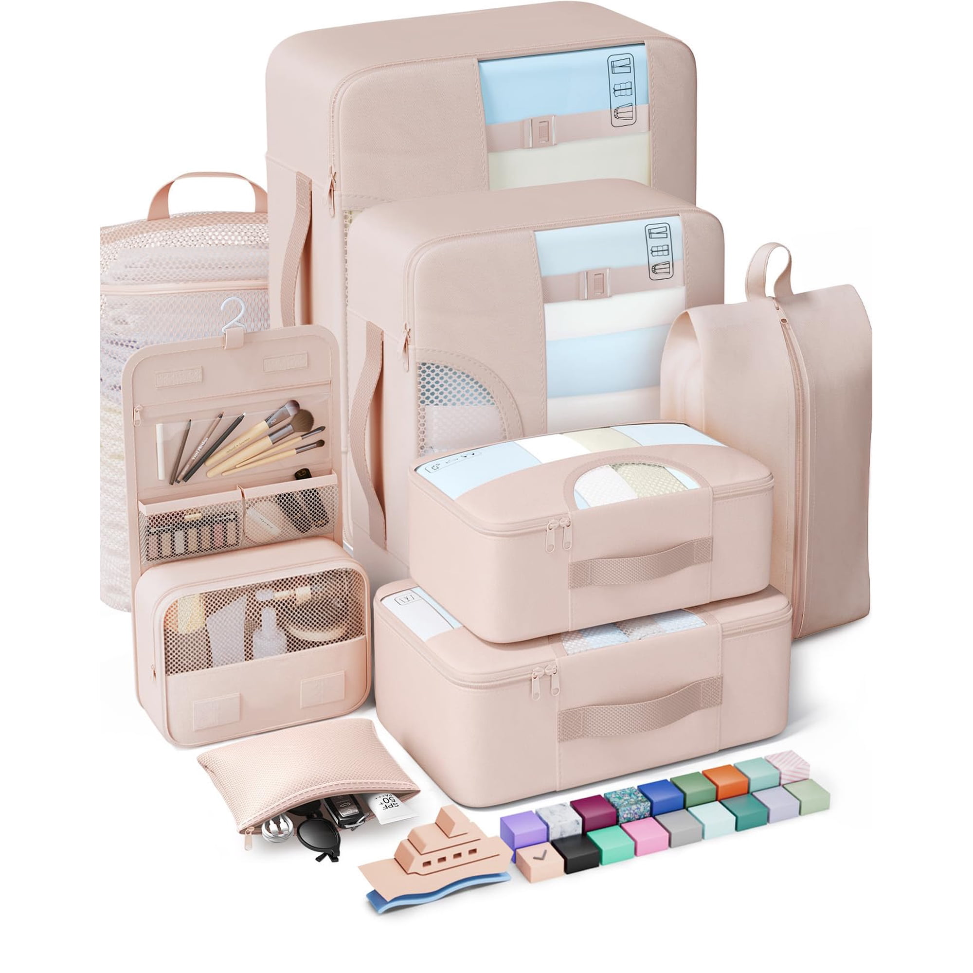 Set De 8 Unidades Packing Cubes Veken Con Neceser Colgante Para Equipaje