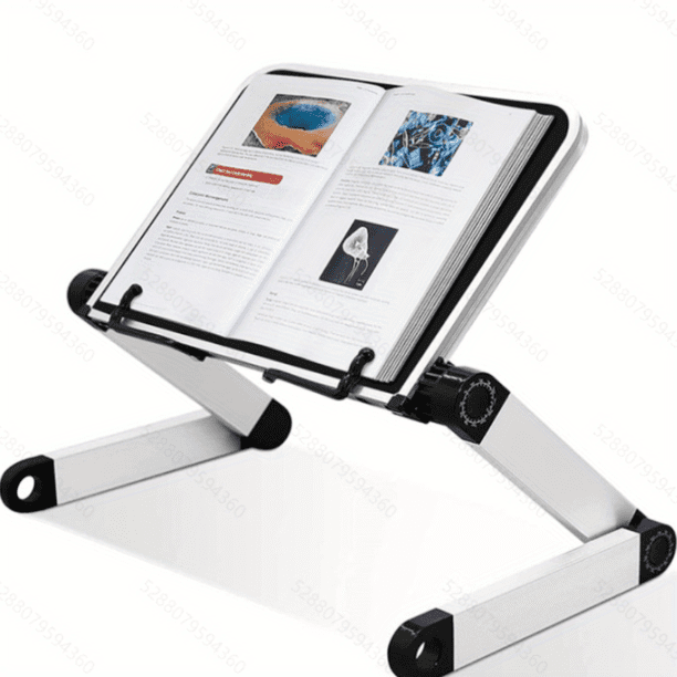 Book Stand For Reading,360° Rotate Adjustable Book Holder, Cookbook Stands With Page Paper Clips Ergonomic Multi Heights Angles For Books Laptop Textbook Recipe Document