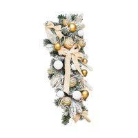 Bothyi - Guirnalda Navideña Con Lazos Para Escaleras, Guirnalda Con Forma De Lágrima Para Ventana, Puerta Y Porche