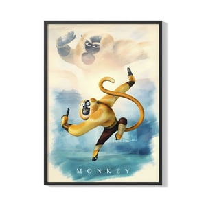 Creango - Cuadro Poster Enmarcado Kung Fu Panda Mono Decorativo