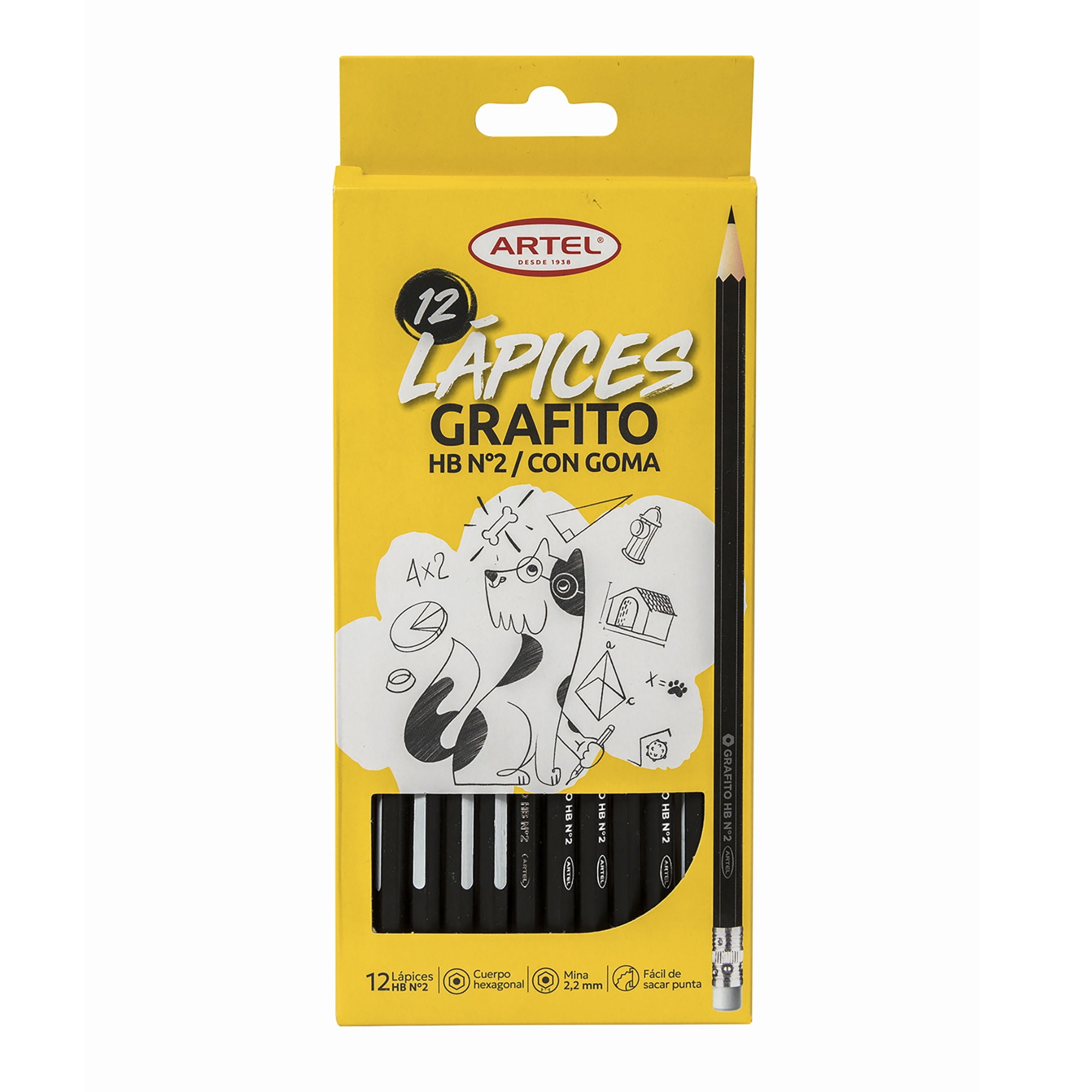 Artel - Caja De 12 Lápices Grafito Con Goma