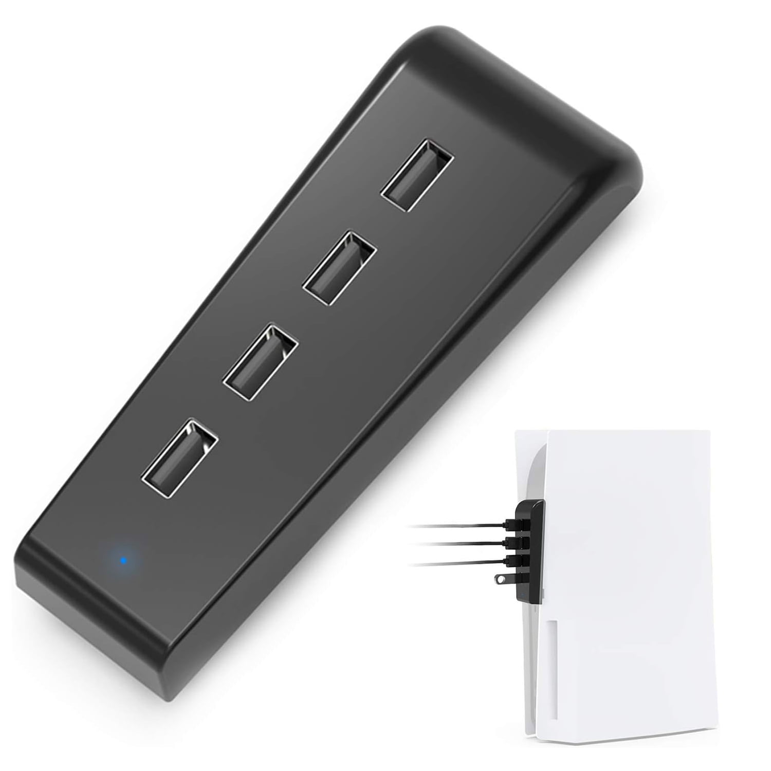 Genérico - 4 Puertos Usb Hub Para Ps5, Transferencia De Datos De Alta Velocidad, Puertos De Carga Rápida Para Controlador Dualsense, Divisor Expandible Para Playstation 5 Edición De Disco Y Digital