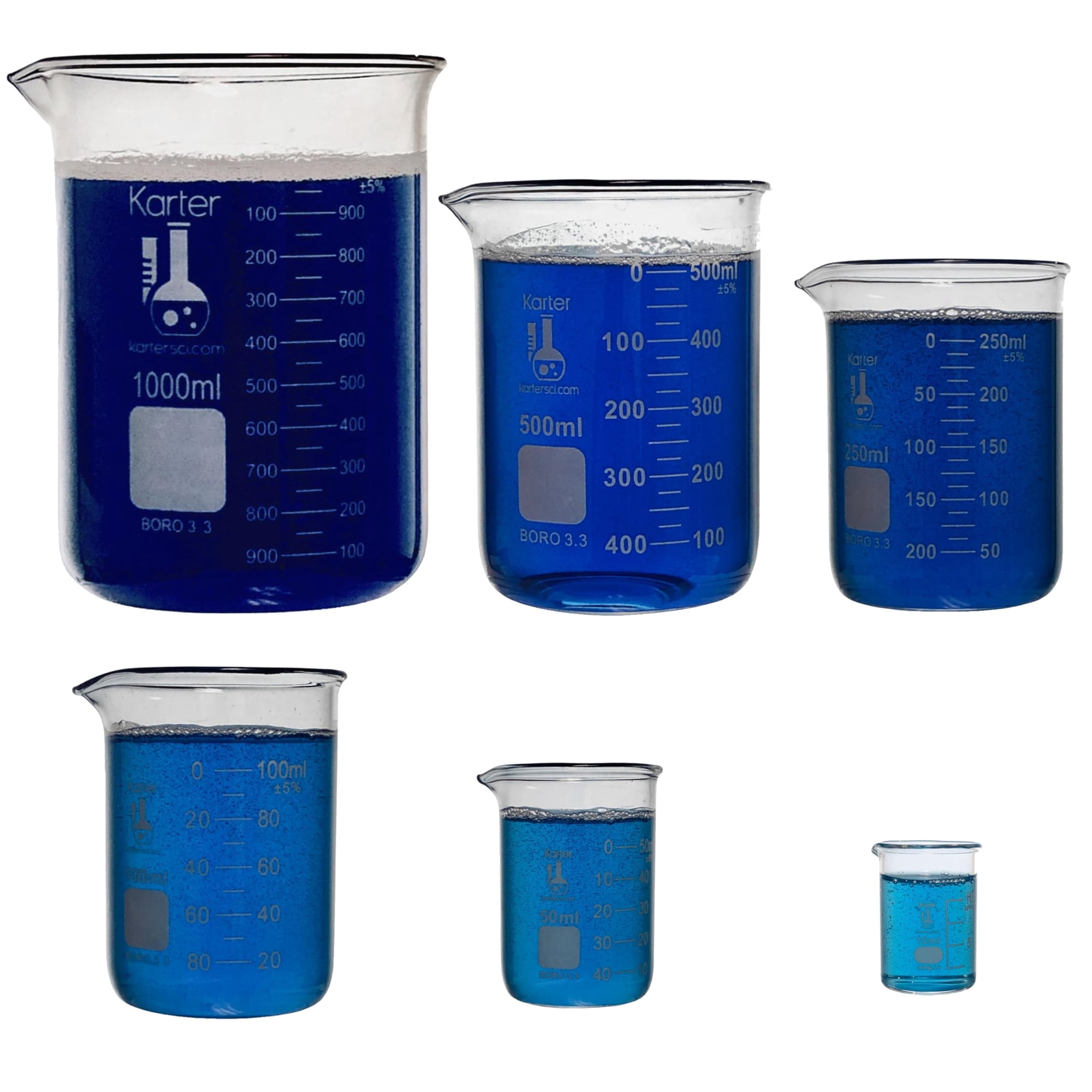 Juego De Vasos Karter Scientific Griffin, Vidrio De Baja Forma, 10 A 1000 Ml