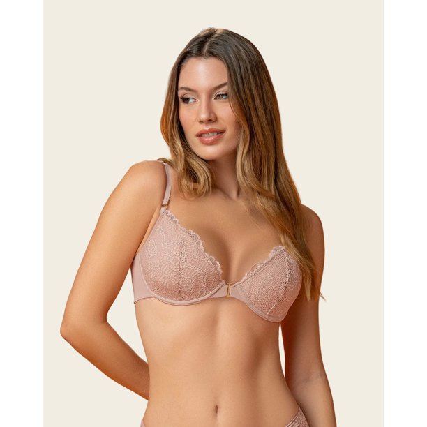 Sostén en encaje con broche frontal y espalda lisa 091177