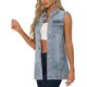 thumbnail image 4 of INSPIRE CHIC Chaleco de Mezclilla para Mujer sin Mangas con Botones de Largo Medio Casual Chaleco de Jean Gris Azul S, 4 of 6