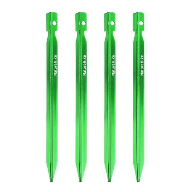 Set 4 Estacas Extra Largas Camping Tipo Y De Aluminio 25 Cm verde Única