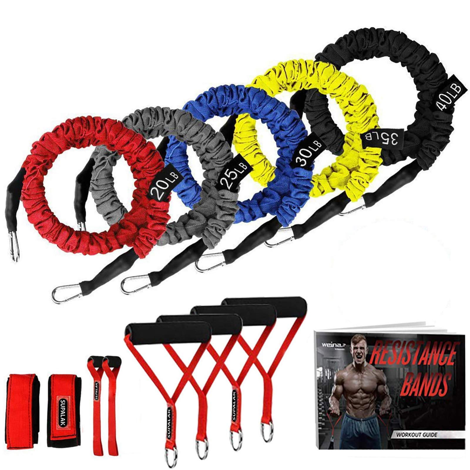 Supalak - Juego De Bandas De Resistencia 15 Piezas De 9 Kg A 18 Kg Con Bolsa