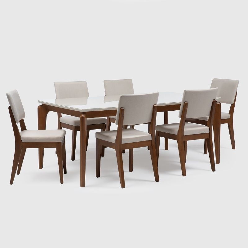 Decocasa - Comedor Laurent 6 Sillas Ella Off White