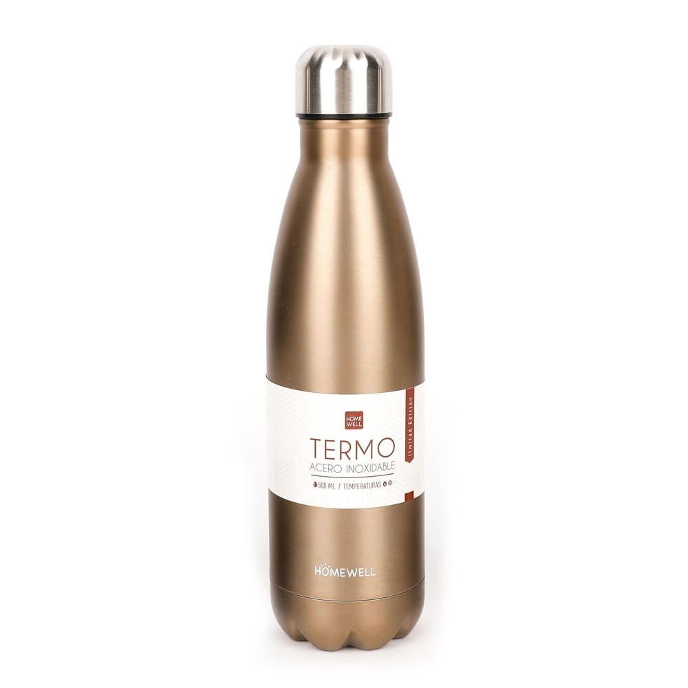 Homewell - Termo Acero Inoxidable Dorado Doble Pared 500ml