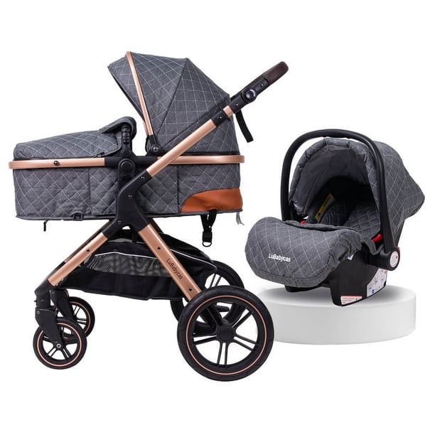 Coche Cuna Con Silla Nido Y Accesorios Gris LuBabycas