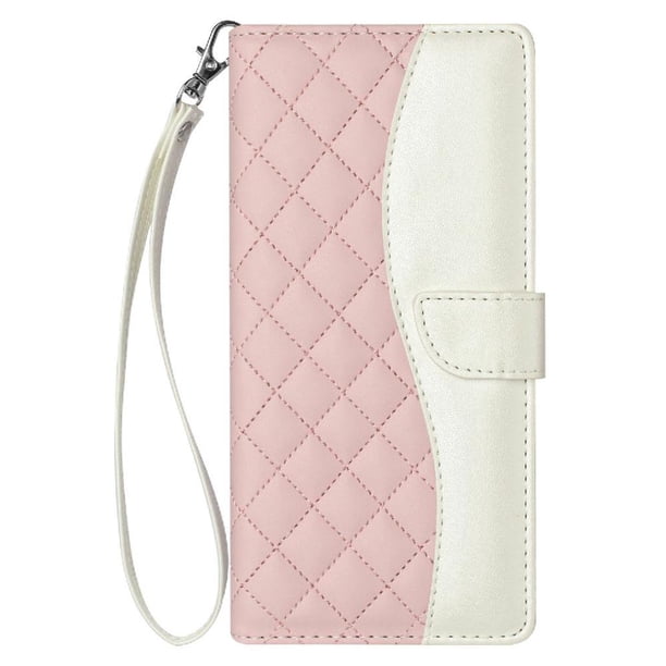 Funda Tipo Cartera Acolchada para Samsung Galaxy S22 Plus con Bloqueo RFID Ranuras y Correa Rosa