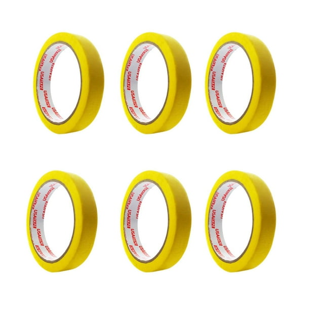 Cinta Enmascarar Masking Tape Color 18mmx20m 6 Unid amarillo
