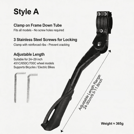 6msks Soporte De Soporte Para Bicicleta Para 20 Pulgadas 24 Pulgadas 26 Pulgadas 29 Pulgadas Bicicleta Kickstand Bicicleta Eléctrica Kickstand Soporte Soporte Lateral Ajustable